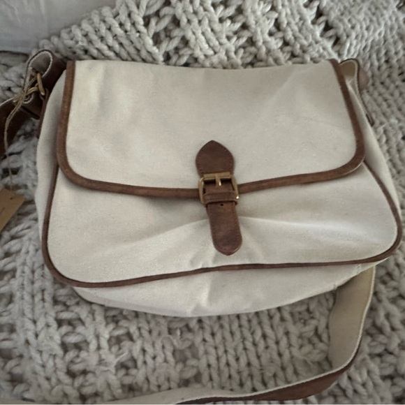 Brandy Melville Handbags - Brandy Melville Beige and Tan Crossbody Tote